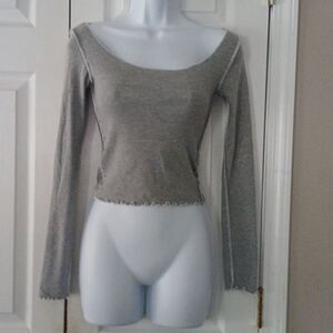 Topshop gray long sleeve cropped top  Sz XS  NWOT